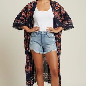 American Eagle Floral Kimono Cardigan